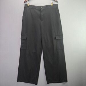 I BELIEVE Cargo Pants Wide Leg High Rise 2XL Black Stretch Utility Pockets